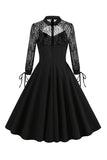 Retro Halloween Dark Hollow Backless Lace Jurk