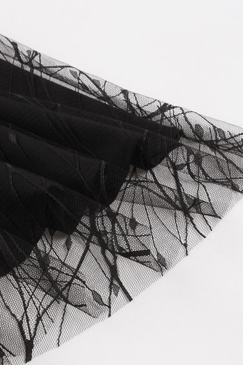 Afbeelding in Gallery-weergave laden, Vintage veter cross riemen zwarte Halloween jurk