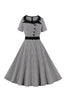 Afbeelding in Gallery-weergave laden, Plaid Black Swing jaren 1950 jurk met knopen