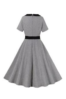 Plaid Black Swing jaren 1950 jurk met knopen