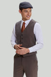 Koffie Pinstripe 3 Delige Heren Prom Homecoming Suits