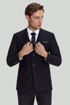 Zwart driedelig pak voor mannen met gekerfde revers