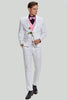 Afbeelding in Gallery-weergave laden, Witte Jacquard Satijn 2 Delige Sjaal Revers Heren Prom Suits