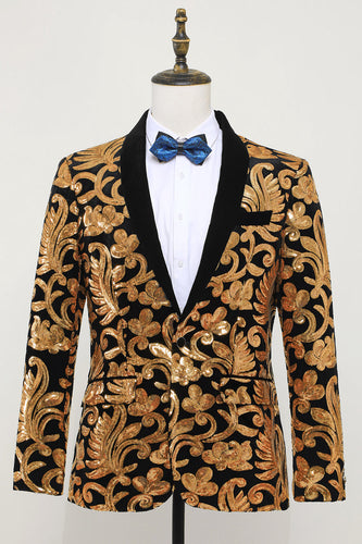 Heren Blazer Slim Fit Solid One Button Business Gold Suit Jacket