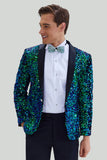 Green Sequined Heren Blazer Jas