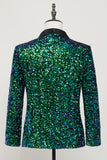 Green Sequined Heren Blazer Jas