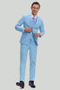 Afbeelding in Gallery-weergave laden, Hemelsblauw 3-delig revers revers modern fit pak voor heren