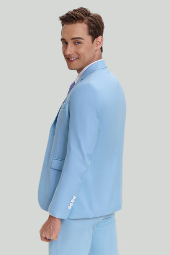 Hemelsblauw 3-delig revers revers modern fit pak voor heren