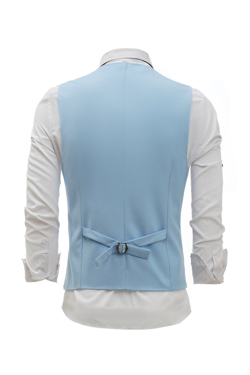 Afbeelding in Gallery-weergave laden, Lichtblauw Single Breasted Shawl Revers Heren Pak Vest