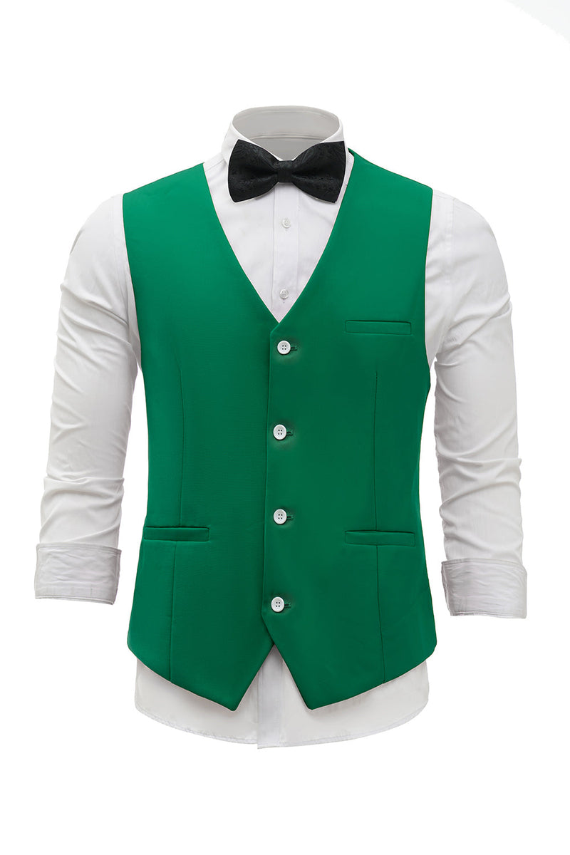 Afbeelding in Gallery-weergave laden, Groene Single Breasted Shawl Revers Heren Pak Vest