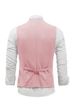 Roze Single Breasted Shawl Revers Heren Pak Vest