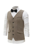 Kaki Solid Single Breasted Shawl Revers Heren Pak Vest