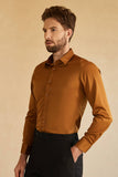 Lange mouwen Camel Solid Suit Shirt