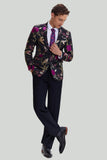 Zwarte Jacquard Satijn Gekerf Homecoming Blazer