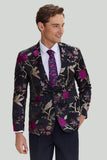 Zwarte Jacquard Satijn Gekerf Homecoming Blazer