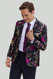 Zwarte Jacquard Satijn Gekerf Homecoming Blazer