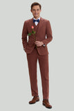 Tan Notched Revers 3-delige Single Breasted Homecoming Suits