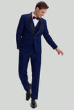 Heren Marine 3-delige One Button Slim Fit Homecoming Suits