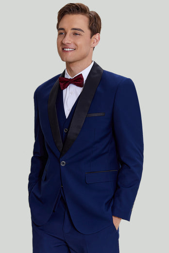 Heren Marine 3-delige One Button Slim Fit Homecoming Suits