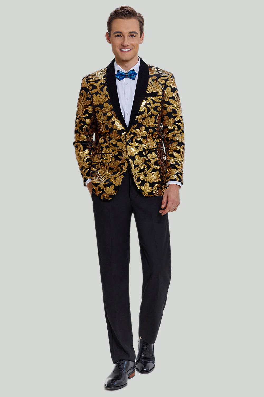 Gouden Heren Blazer Slim Fit Solid One Button Business Suit Jacket