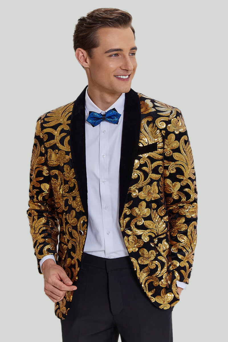 Afbeelding in Gallery-weergave laden, Gouden Heren Blazer Slim Fit Solid One Button Business Suit Jacket