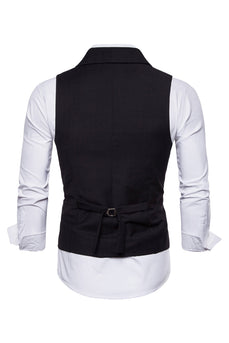 Zwart Double Breasted Sjaal Revers Heren Pak Vest