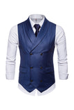Zwart Double Breasted Sjaal Revers Heren Pak Vest