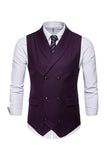 Zwart Double Breasted Sjaal Revers Heren Pak Vest