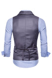 Zwart Double Breasted Sjaal Revers Heren Pak Vest