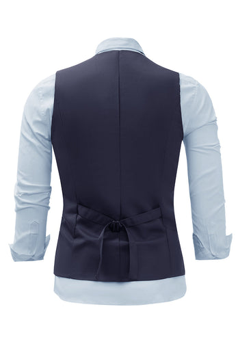 Zwart Single Breasted Heren vest met shirt accessoires set