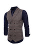Afbeelding in Gallery-weergave laden, Grijze Pinstripe Double Breasted Shawl Revers Heren Pak Vest