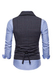 Grijze Pinstripe Double Breasted Shawl Revers Heren Pak Vest