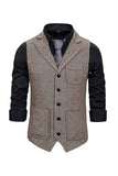 Bruin Tweed Single Breasted Gekerf Heren Pak Vest