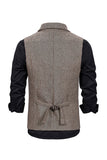 Bruin Tweed Single Breasted Gekerf Heren Pak Vest