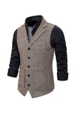 Bruin Tweed Single Breasted Gekerf Heren Pak Vest