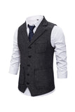 Bruin Tweed Single Breasted Gekerf Heren Pak Vest