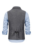 Bruin Tweed Single Breasted Gekerf Heren Pak Vest