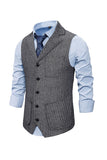 Bruin Tweed Single Breasted Gekerf Heren Pak Vest