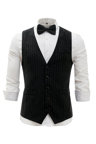 Zwarte pinstriped shawl revers heren pak vest