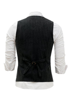 Zwarte pinstriped shawl revers heren pak vest