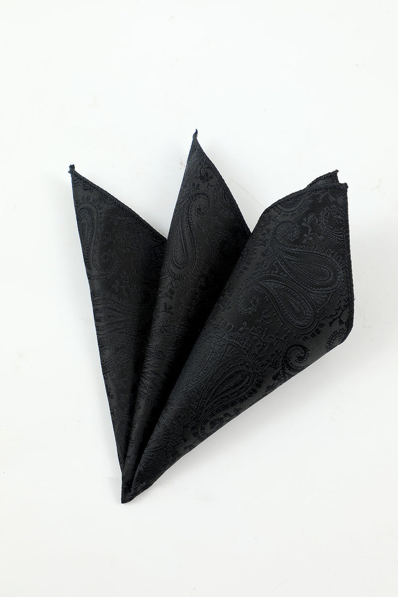 Afbeelding in Gallery-weergave laden, Zwarte Jacquard Heren 5-delige Accessoire Set Tie en Vlinderdas Pocket Vierkante Bloem Revers Pin Tie Clip