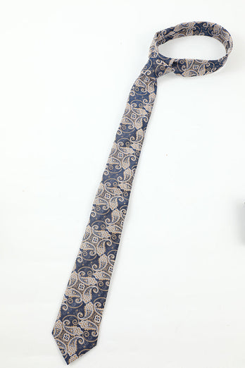 Marine Heren Jacquard 5-delige accessoire set stropdas en vlinderdas pocket vierkante bloem revers pin tie clip