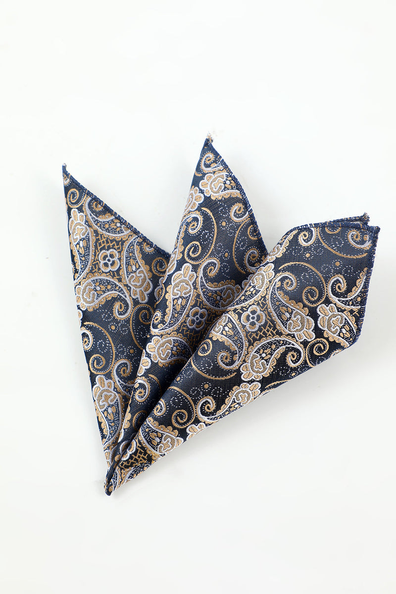 Afbeelding in Gallery-weergave laden, Marine Heren Jacquard 5-delige accessoire set stropdas en vlinderdas pocket vierkante bloem revers pin tie clip