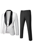 Witte Jacquard Heren 3 Delige Prom Suits