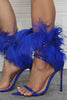 Afbeelding in Gallery-weergave laden, Royal Blue Feather Puntige Teen Stiletto Sandalen