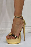 Gouden Stiletto Sandalen Hoge Hakken