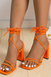 Oranje Strappy Block Heeled Sandaal