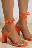 Oranje Strappy Block Heeled Sandaal