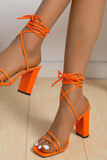 Oranje Strappy Block Heeled Sandaal