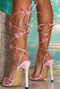 Afbeelding in Gallery-weergave laden, Roze veter sandalen met hoge hakken en vlinders